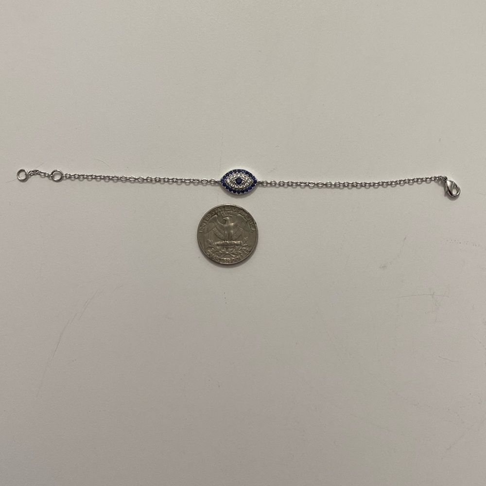 Elegant Silver and Blue Evil Eye Bracelet
